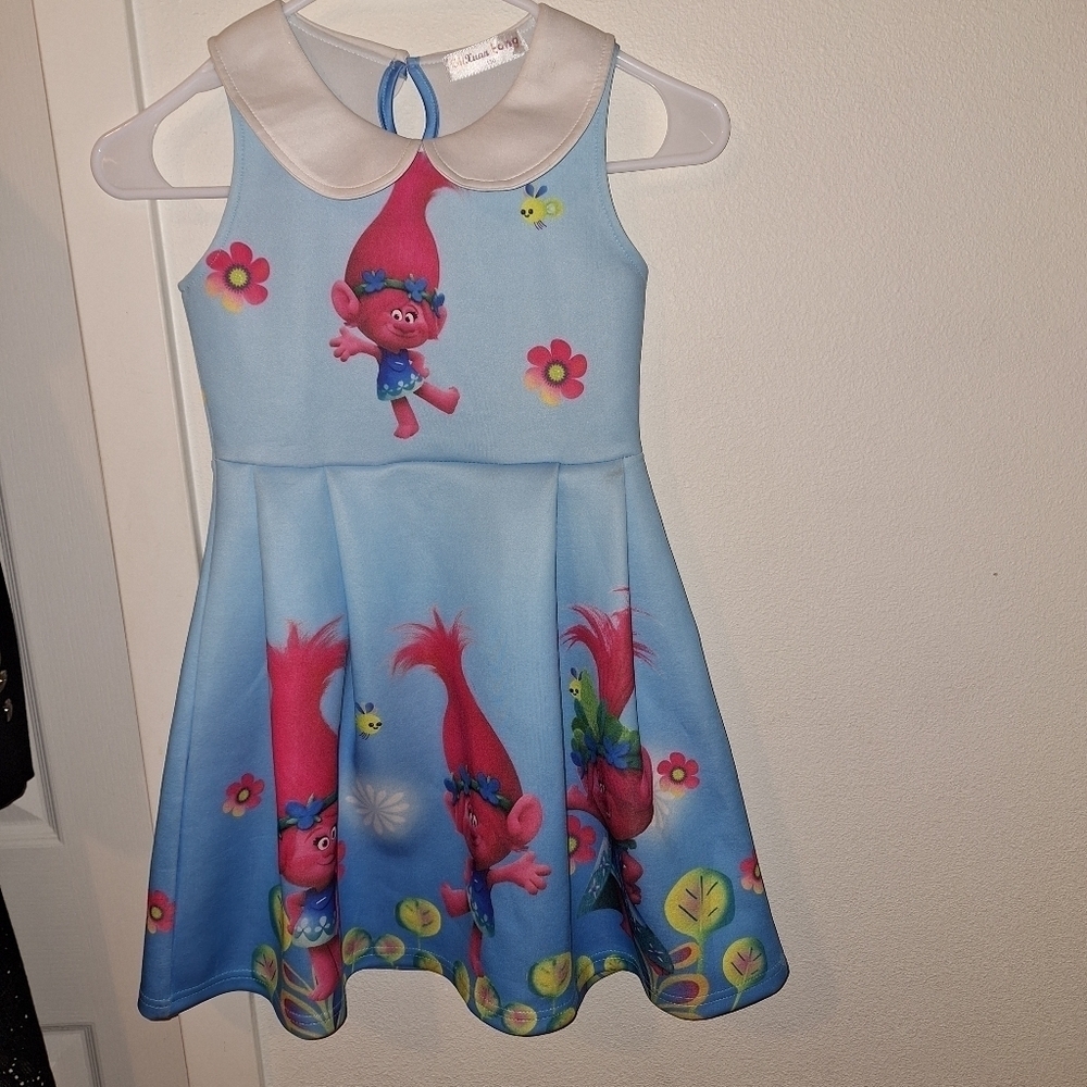 Little Girls Trolls Blue Dress Size 8